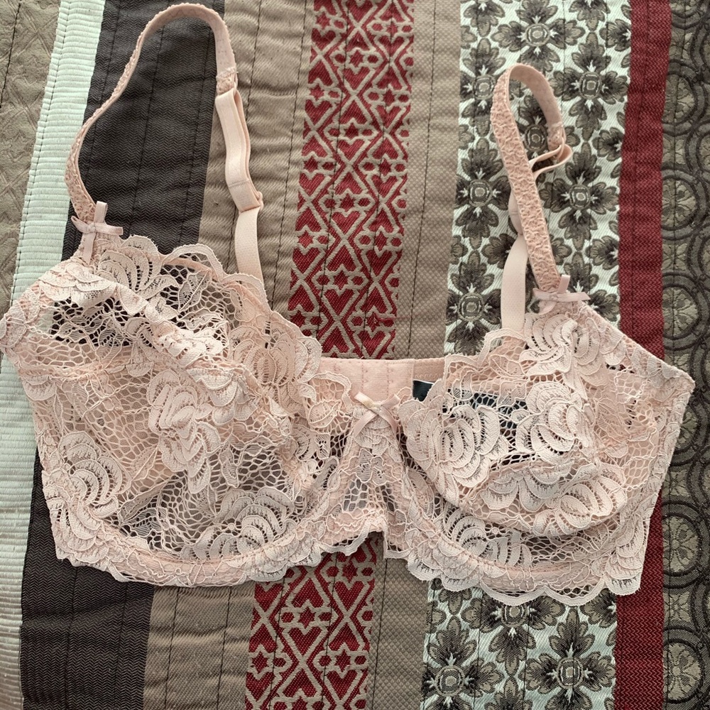 Adore Me pink lace bra